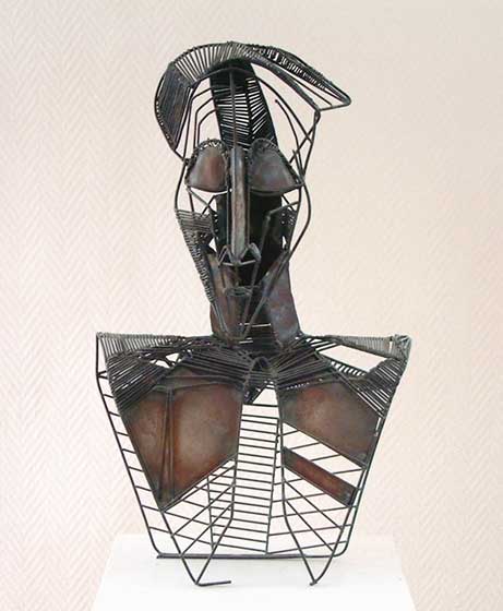 1985 African bust (metal sheet, welding rods)